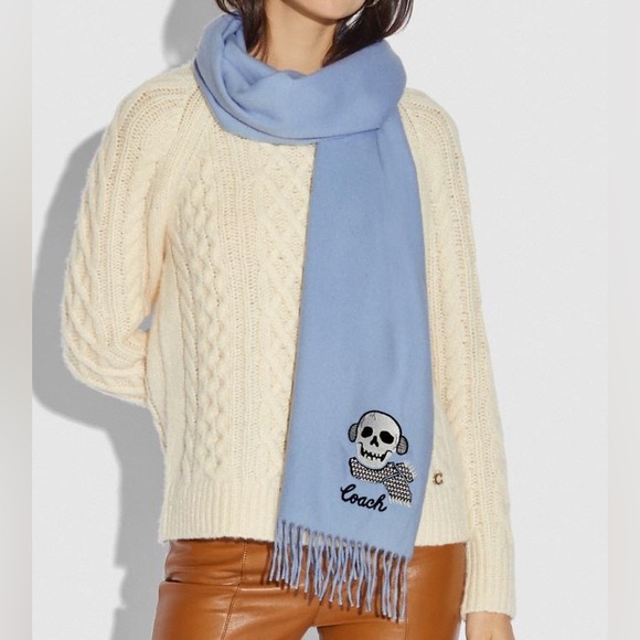 Coach Accessories - RARE COACH BONESY EMBROIDERED WOOL CASHMERE BLEND MUFFLER